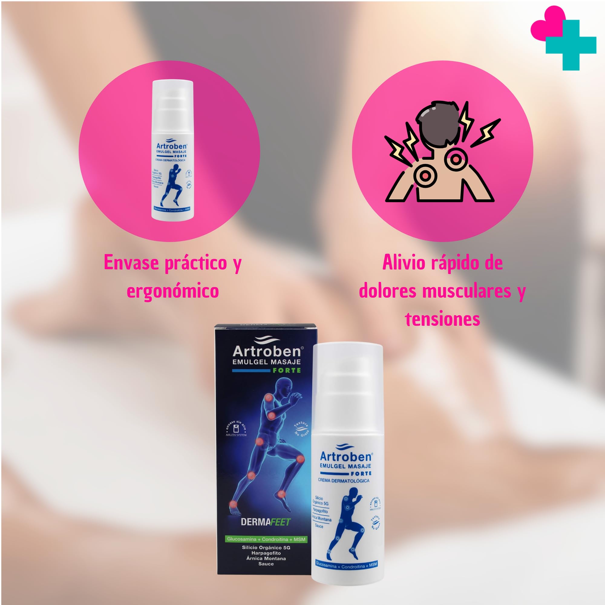 Artroben Derma Feet Crema de Masaje Articular y Muscular 500 ml. Fórmula con 17 Activos Naturales. Alivio Piernas Cansadas y Contracturas. Ideal Pre y Post Deporte.