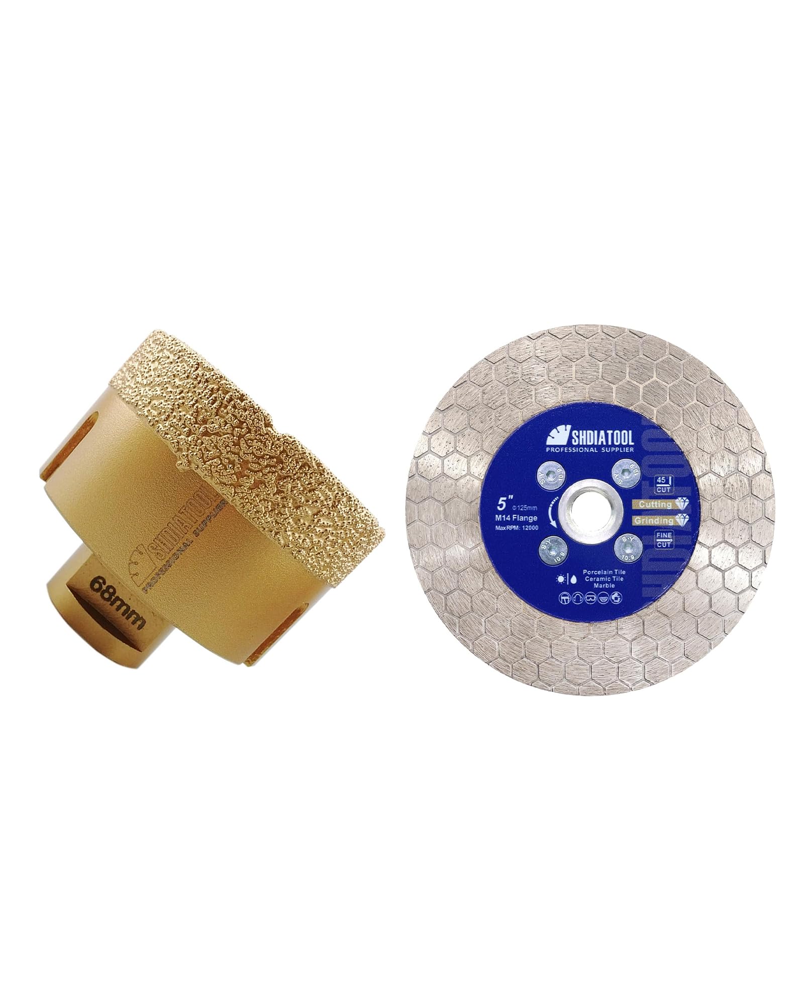 Forets diamant 68mm SHDIATOOL et lame de scie pour finitions architecturales