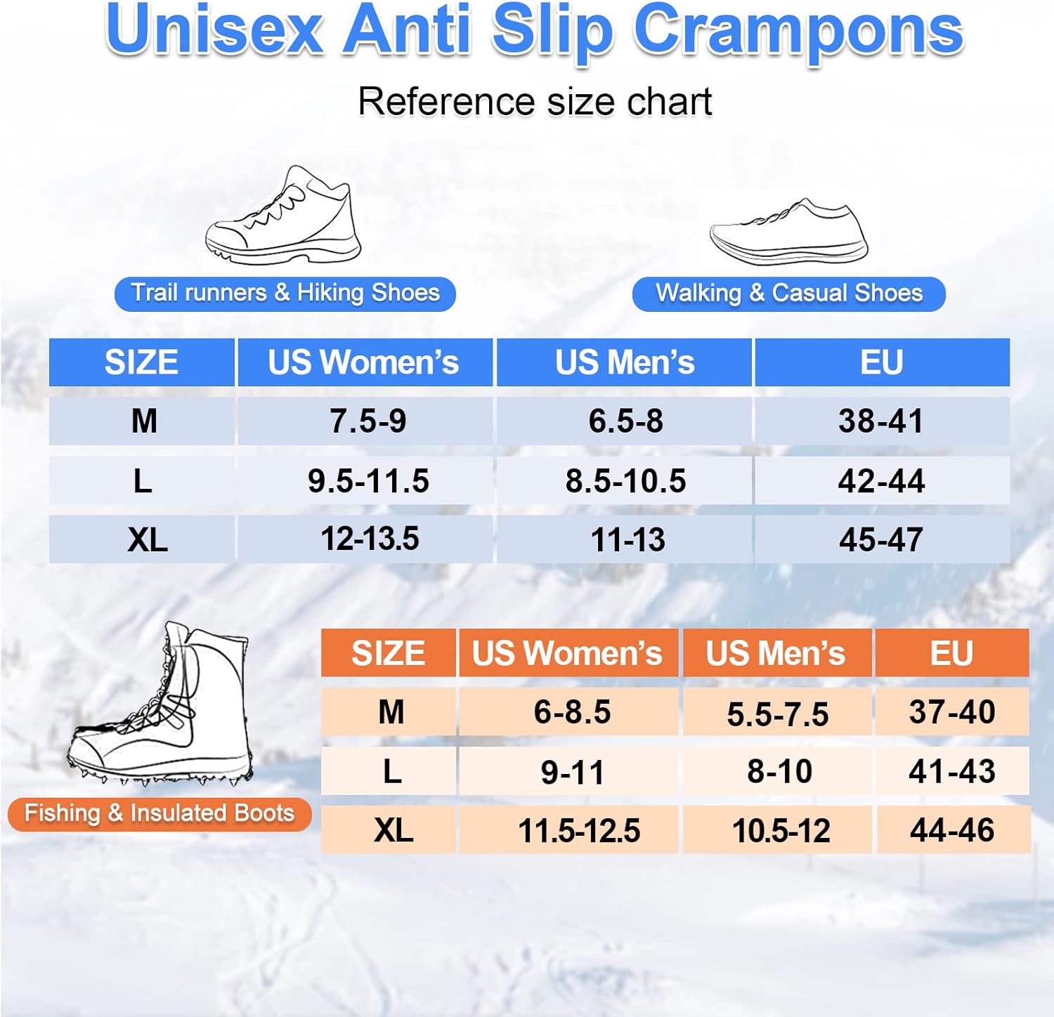 ZUXNZUX Crampons, Ice Cleats for Shoes and Boots, Silicone Stainless Steel Grippers Shoe Spikes Grips Traction for Ice Snow, Winter Hiking Climbing Ice Fishing : Clothing, Shoes & Jewelry