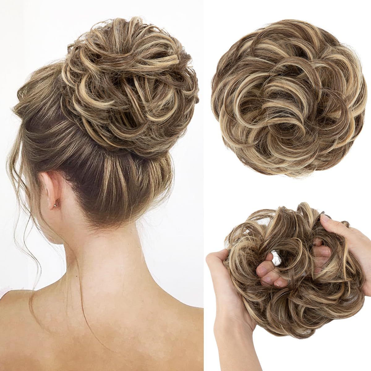 SARLA Messy Bun Hair Piece for Womens Synthetic Scrunchies Buns Extension Hairpieces Updo Pony Tail Bernstein Multi