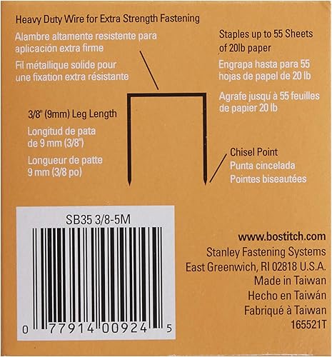 Miniatura 2 de Bostitch Office Heavy Duty Premium Staples, 25-55 Sheets, 0.375 Inch Leg, 5,000 Per Box (SB353/8-5M)