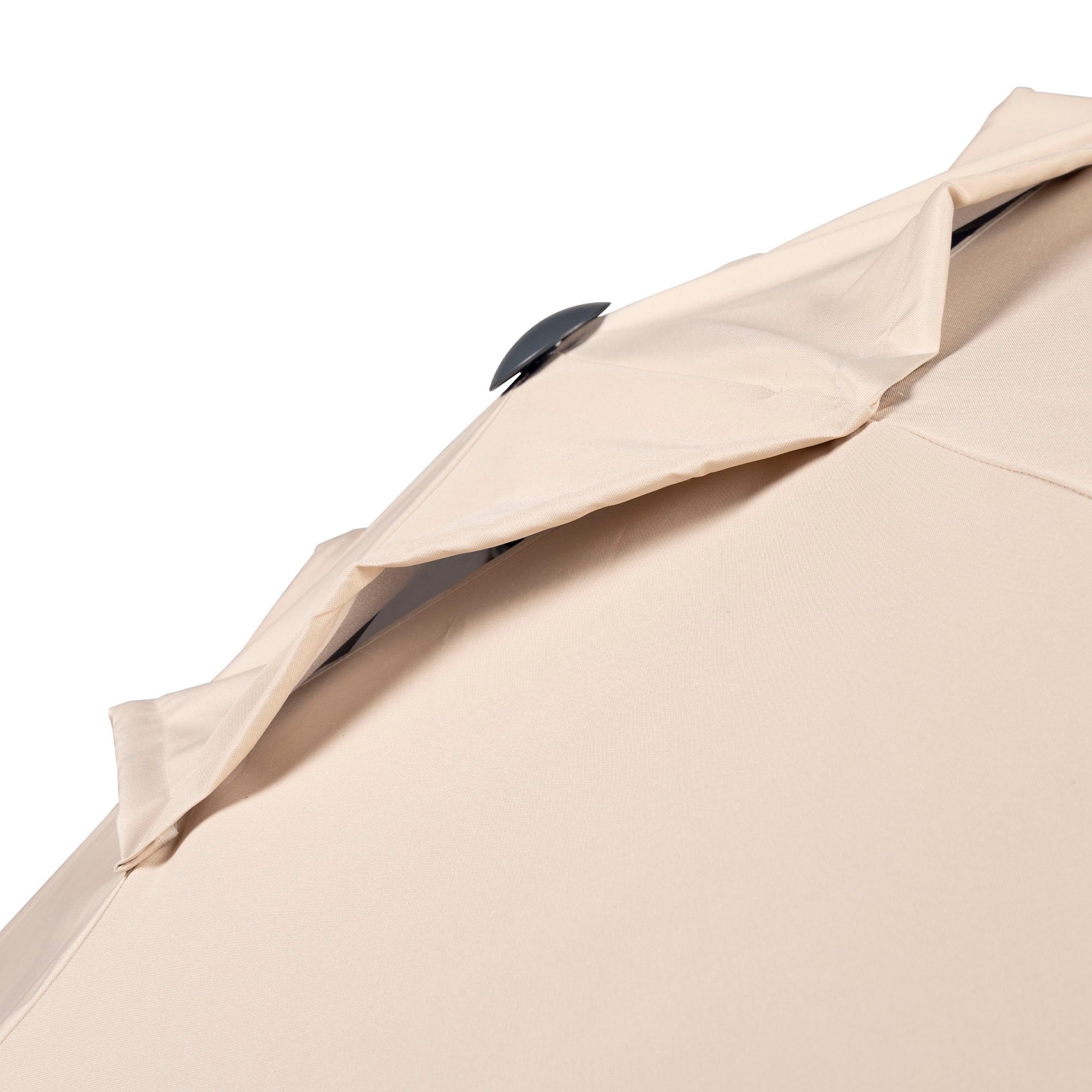 AKTIVE Parasol de Jardin Hexagonal, 220 cm, Couleur Ivoire, Protection UV50, Mât en Acier, Tube Ø28, 32 mm, Cheminée, Inclinaison et Hauteur Réglables, Tissu Polyester, Grands Parasols (62338)