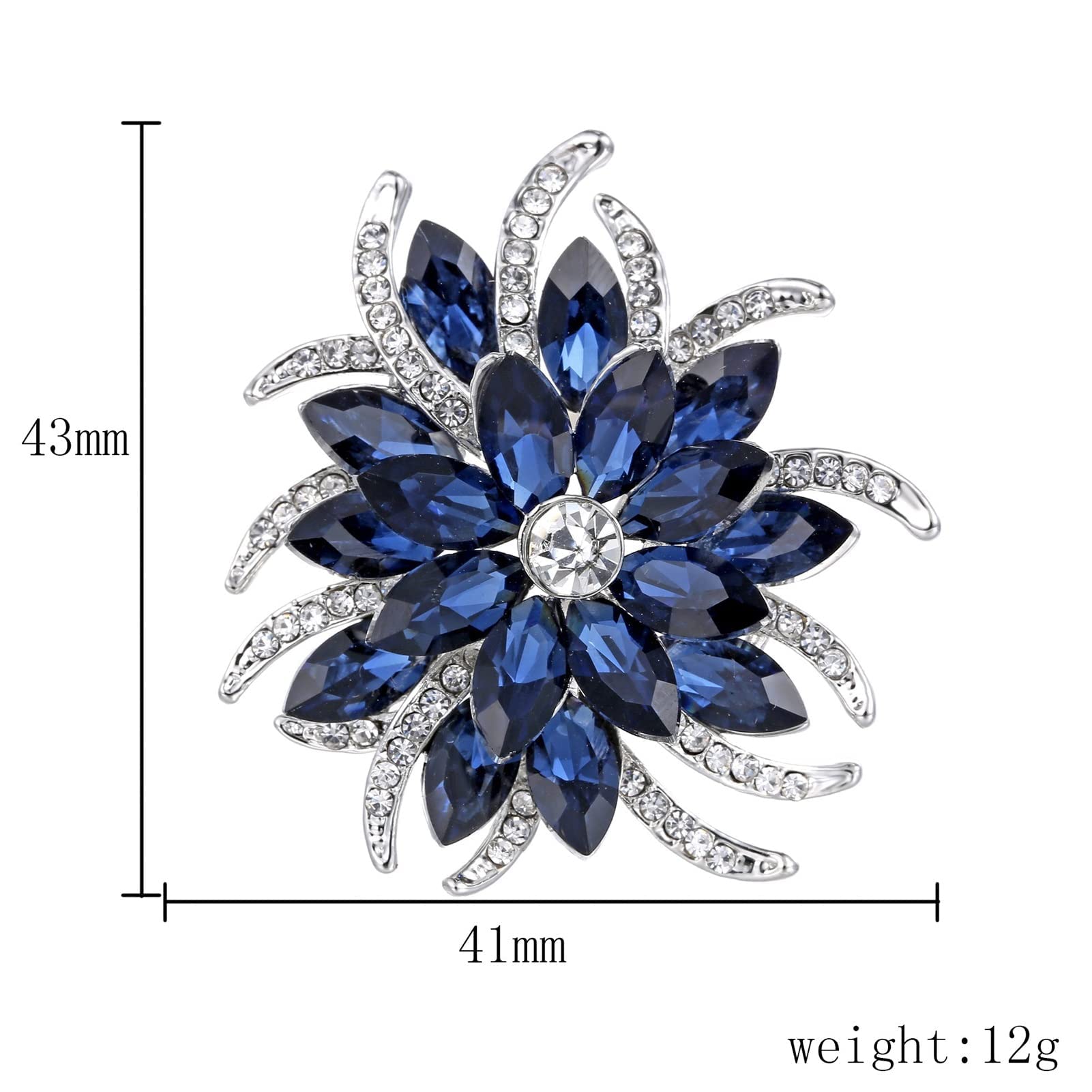 Brooch Pin for Women Crystal Brooch Pins for Women Blue Flower Broches Plant Elegant Badge Jewelry Wedding Party Brooch Winter Accessories Brooch
