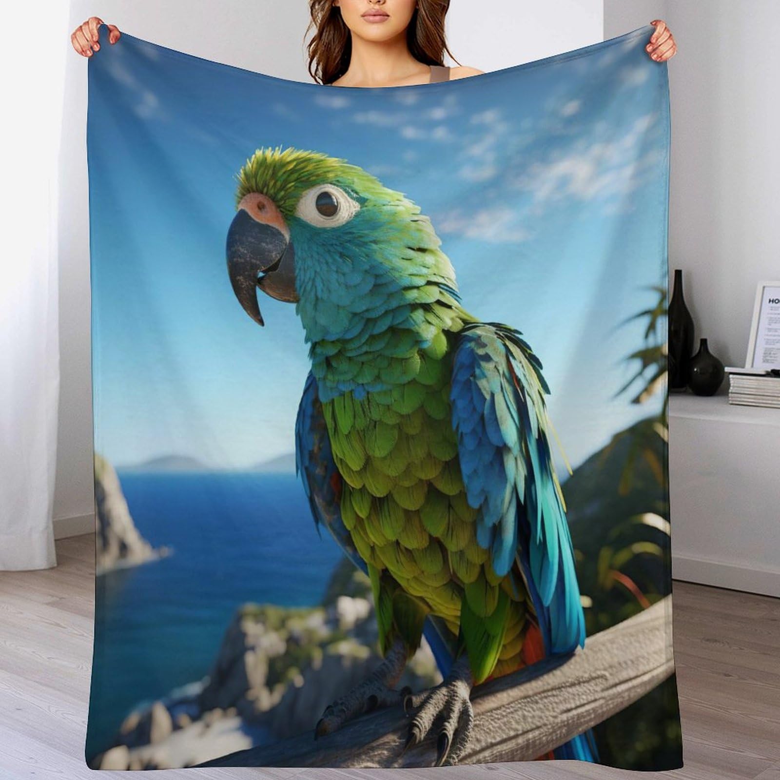 Couverture en perroquet 3D légère et anti-froid pour en finir avec les plaids lourds