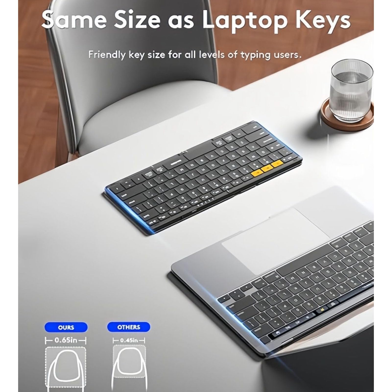 Sxhlseller Tastiera Bluetooth Pieghevole Senza Fili 2.4G | Tastiera portatile pieghevole, Bluetooth wireless 2.4G dual mode, USB C ricaricabile, tastiera da viaggio con layout completo