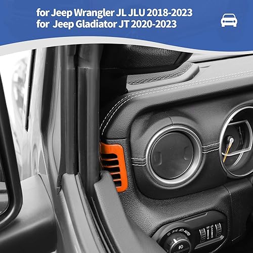 Miniatura 4 de Jeliker Cubierta lateral de aire acondicionado, accesorios interiores ABS para Jeep Wrangler JL JLU 2018-2022 para Jeep Gladiator JT Orange Sport