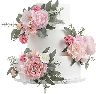 Serra Flora 3Pcs Pre-made Silk Flowers Cake Topper Wedding Artificial Fl...