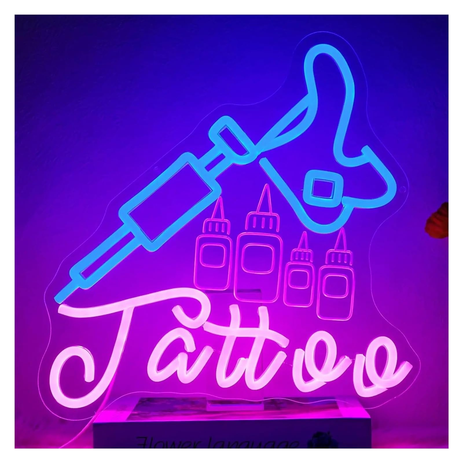 LEMST Signs Lamp Tattoo Neon Sign USB Powered LED Light for Beauty Salon Shop Plaque Studio Decoration Business 34.2x32cm/13.5x12.6in