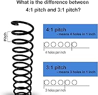 Vista 4 de Rayson Bobina de encuadernación en espiral de plástico de 1/2", capacidad de 95 hojas, paso 4:1 de 0.500 in, espinas de encuadernación negras