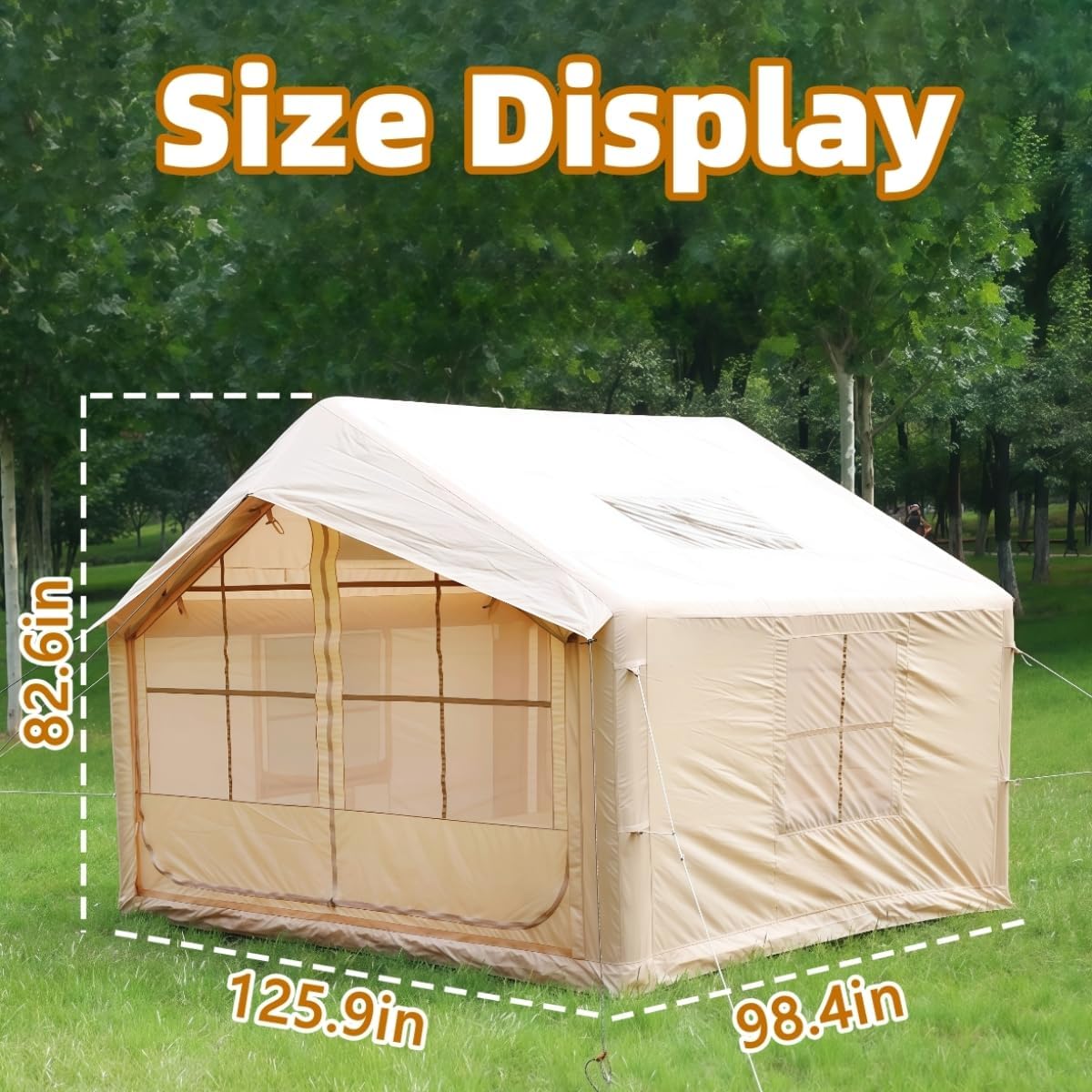 Inflatable Tent House, Easy Installation, Double Tent Door, Ventilation Screen, for Camping and Party, with Pump and Storage Bag