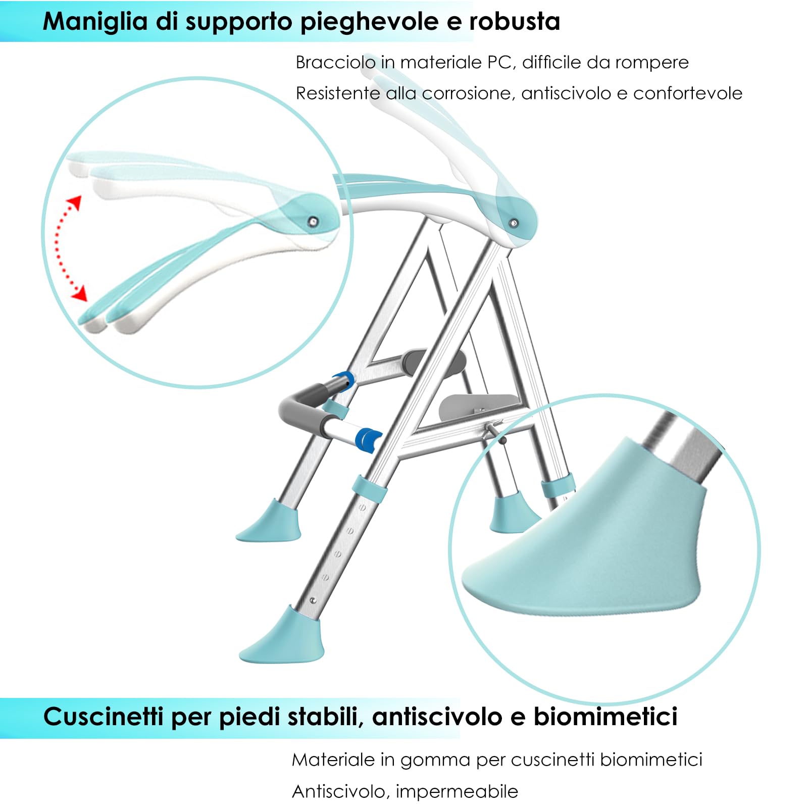 Barre Di Sicurezza Per WC Disabili,Sostegno Di Telaio Di Sicurezza Per Wc Per Anziani,Nessun Foro Di Perforazione,Altezza E Larghezza Regolabili,Lega Di Alluminio, Facile Da Installare (Ci)