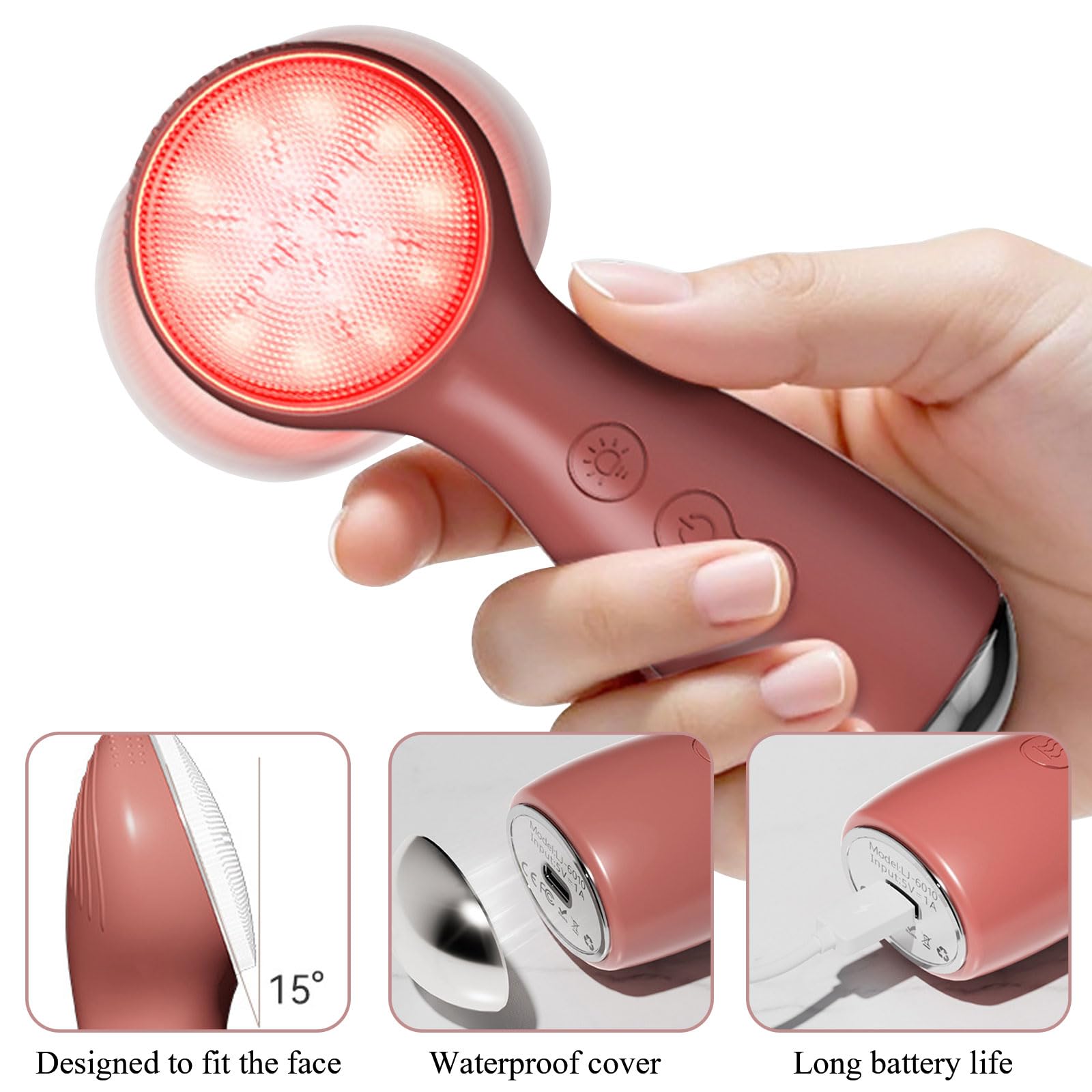 Cepillo eléctrico de limpieza facial, limpiador de silicona recargable 3 en 1 con 3 velocidades, limpieza profunda y cepillo giratorio de masaje para rutina diaria de cuidado de la piel