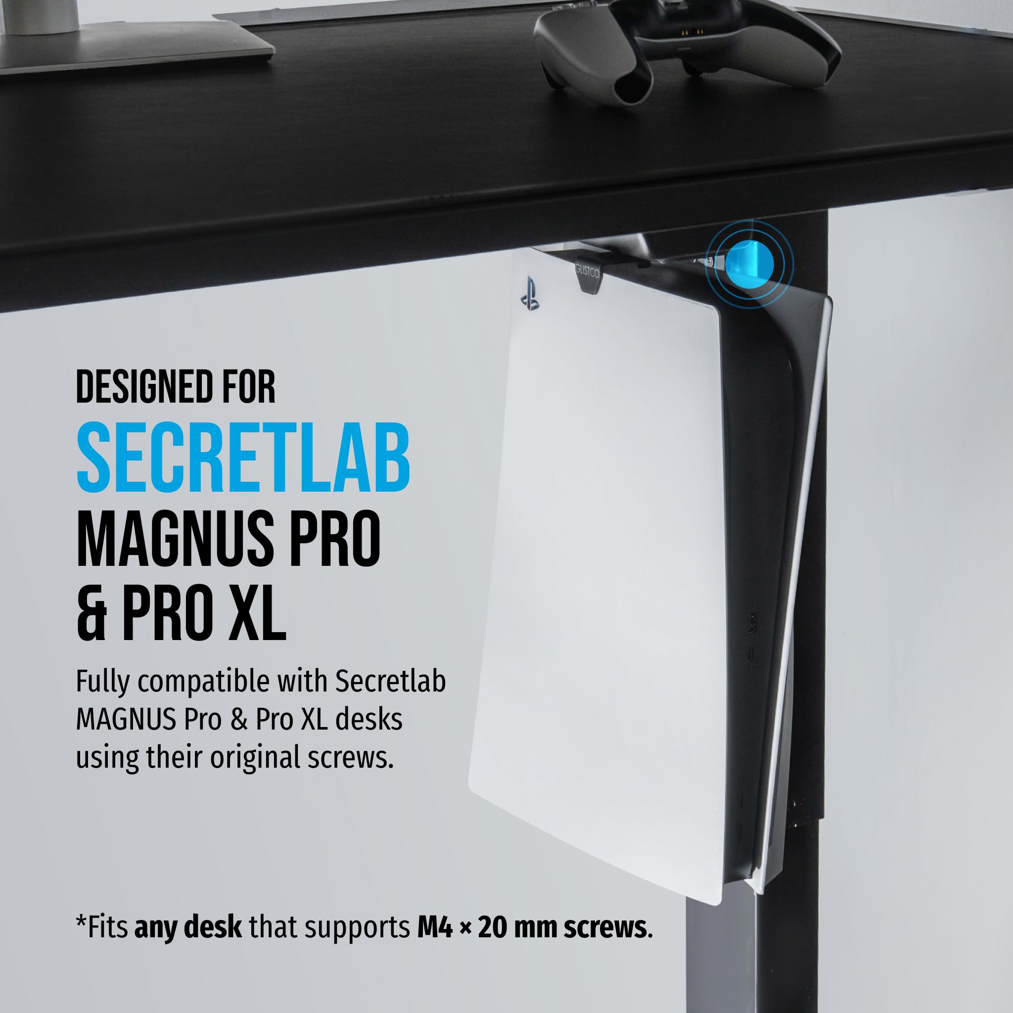 Glistco Supporto verticale invisibile per PS5, PS5 Slim e PS5 Pro – Supporto da tavolo per risparmiare spazio – Supporto verticale da scrivania per un posizionamento sicuro e stabile della console