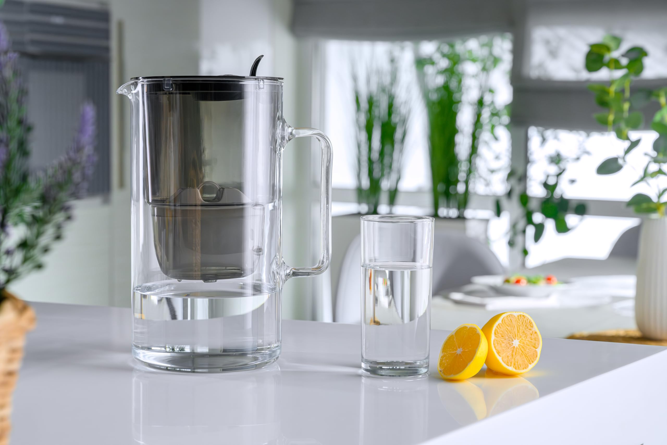 AQUAPHOR Carafe Filtrante en Verre avec 1 filtre MAXFOR+ 200 L - Capacité 2,5 L - Noir