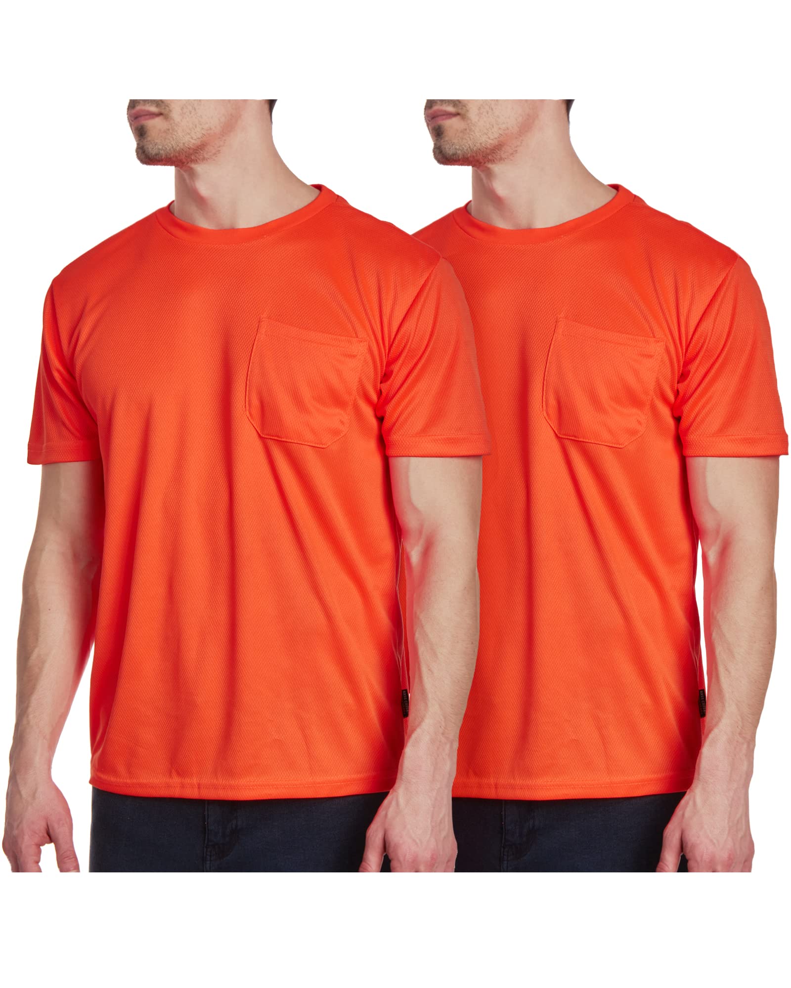 Bass Creek Outfitters Men's Workwear T-Shirt - 2 Pack High Visibility Performance Tee (M-XXL)
