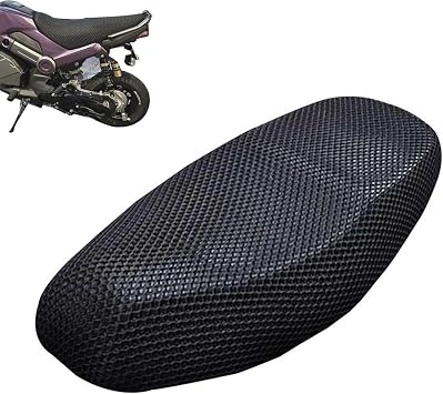 Motorcycle Seat Cover, Breathable 3D Elastic Mesh Fabric Protector Cushion, Removable Honeycomb Mesh Heat Insulation Cushion, Universal for Motorcycle Scooter Electric Vehicles Black #L