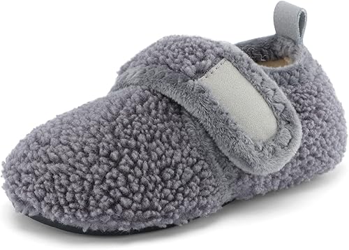 Amazon 子供ルームシューズ ベビーシューズ ファーストシューズ 冬 ふわふわ 室内履き ベロクロ 軽量 無地 滑り止め 女の子 男の子 モコモコ 暖かい 子ども用スリッパ Estamico スリッパ ルームシューズ