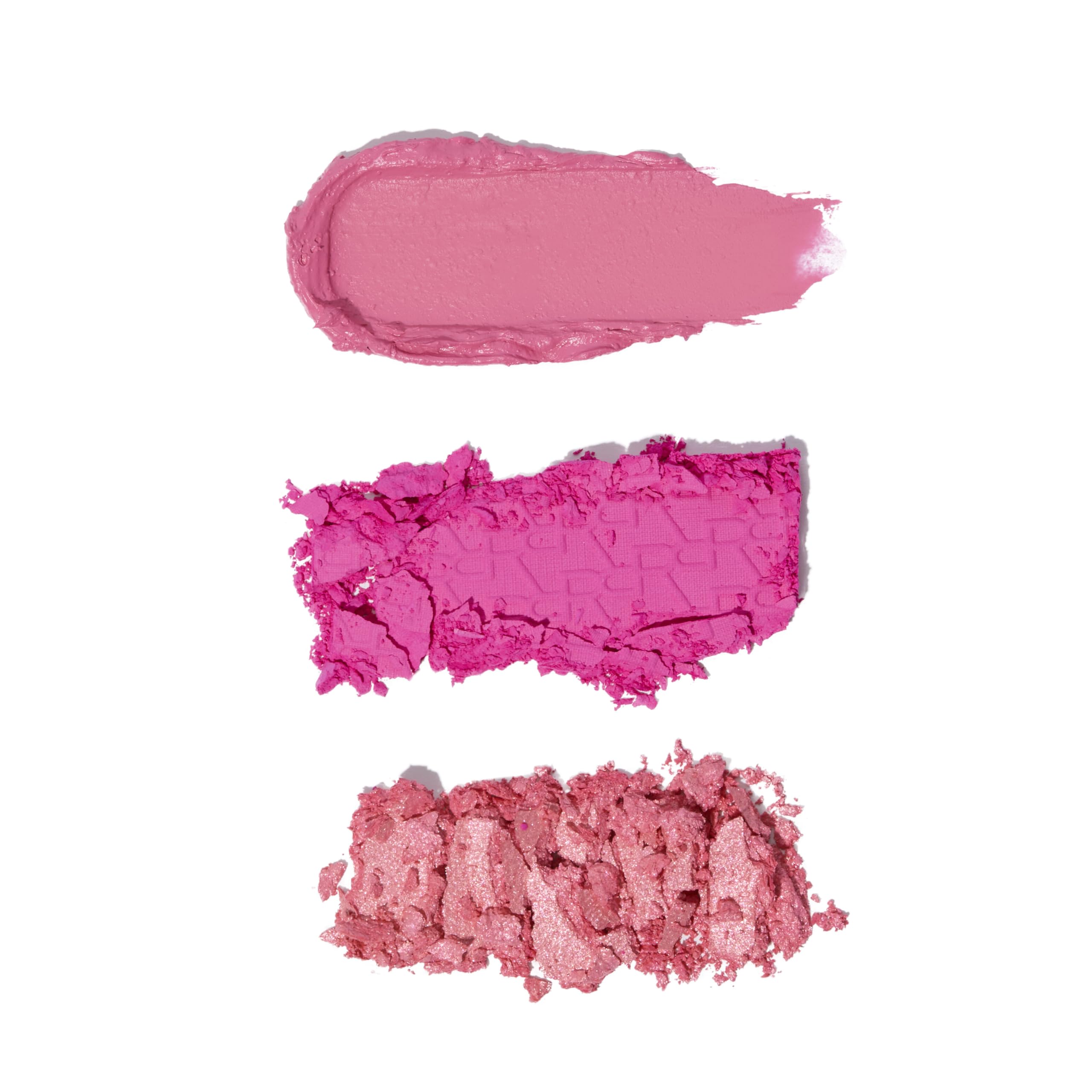 Revolution Palette Blush Icon Palette, kremowy i tłoczony puder, silnie pigmentowany, paleta twarzy, wegańskie i nieokrutne, 3 kolory, Hot Pink Flag