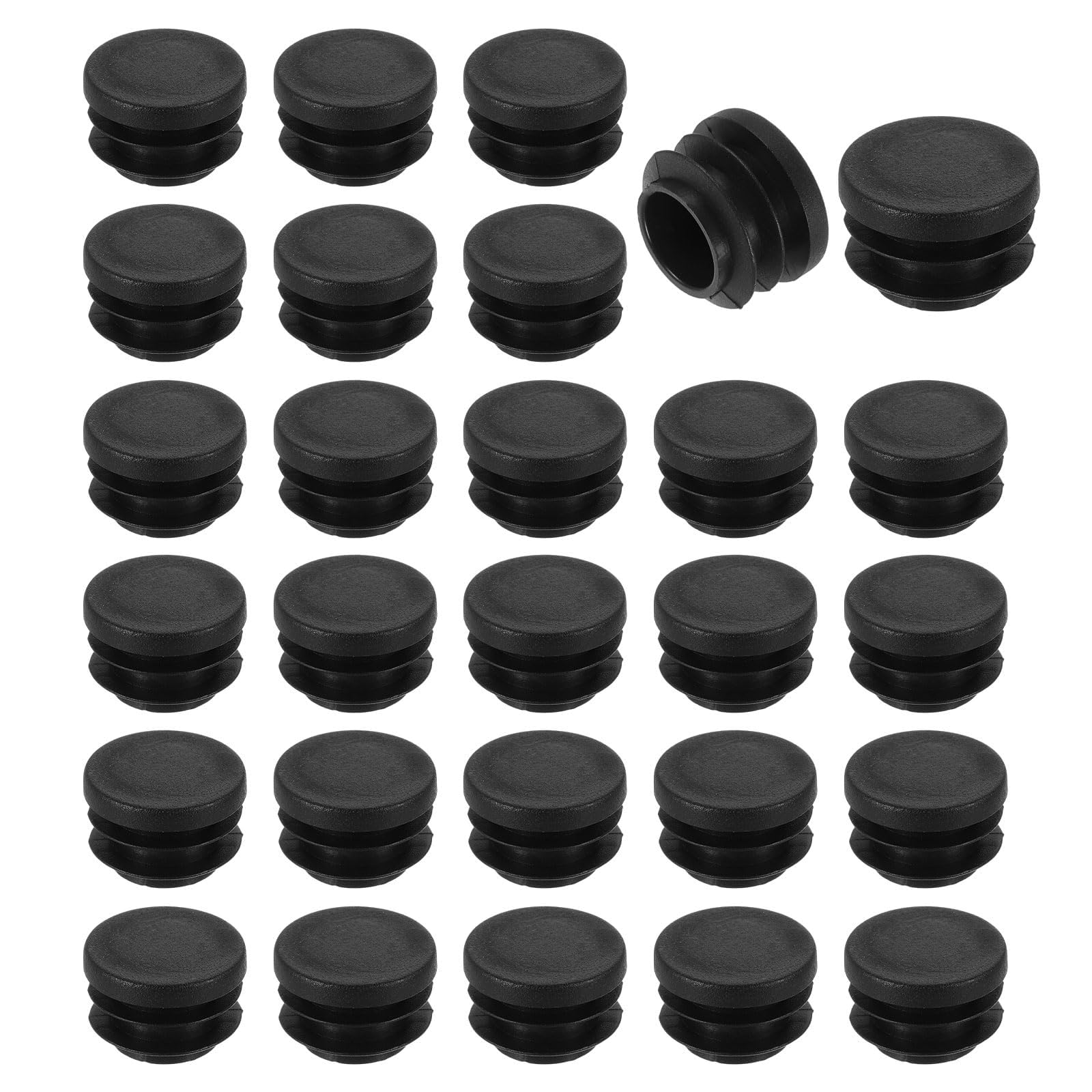 TA-VIGOR 28 Pcs Round Plastic End Caps 19mm(0.75 Inch), Black PE Pipe Plug Inserts for Chair Table Furniture Legs, Glide Floor Protector Tube Caps for Bench Stool Frame, Tubing Pipe End Covers