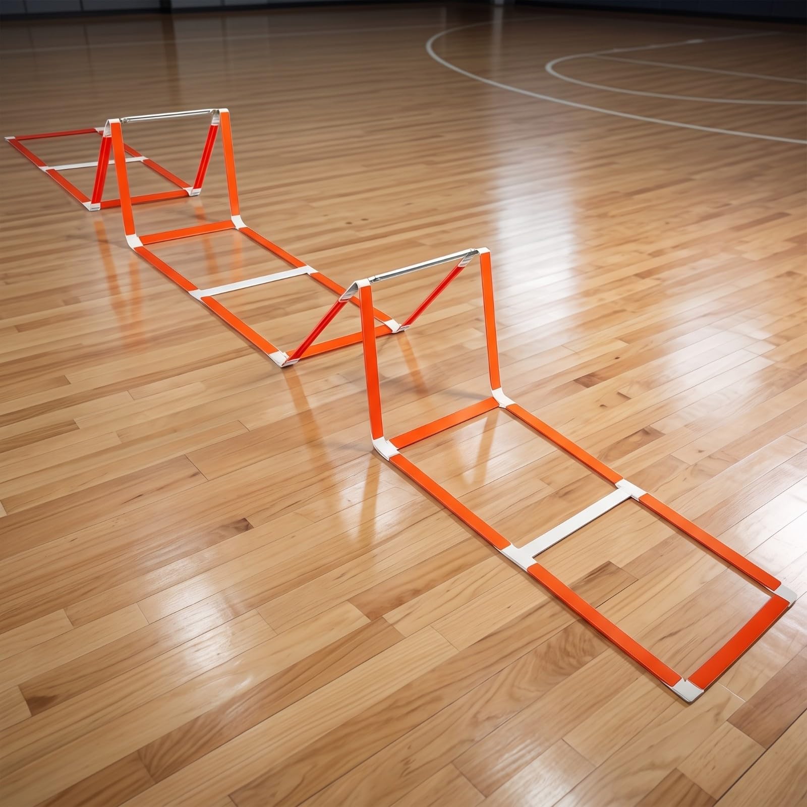 Milageto Flach Trainingsleiter mit Hürdenfunktion | Platzsparend Faltbares Design, Hürdenleiter, Strukturierte Oberfläche für Traktion, Agilitätsleiter, Fußballtraining