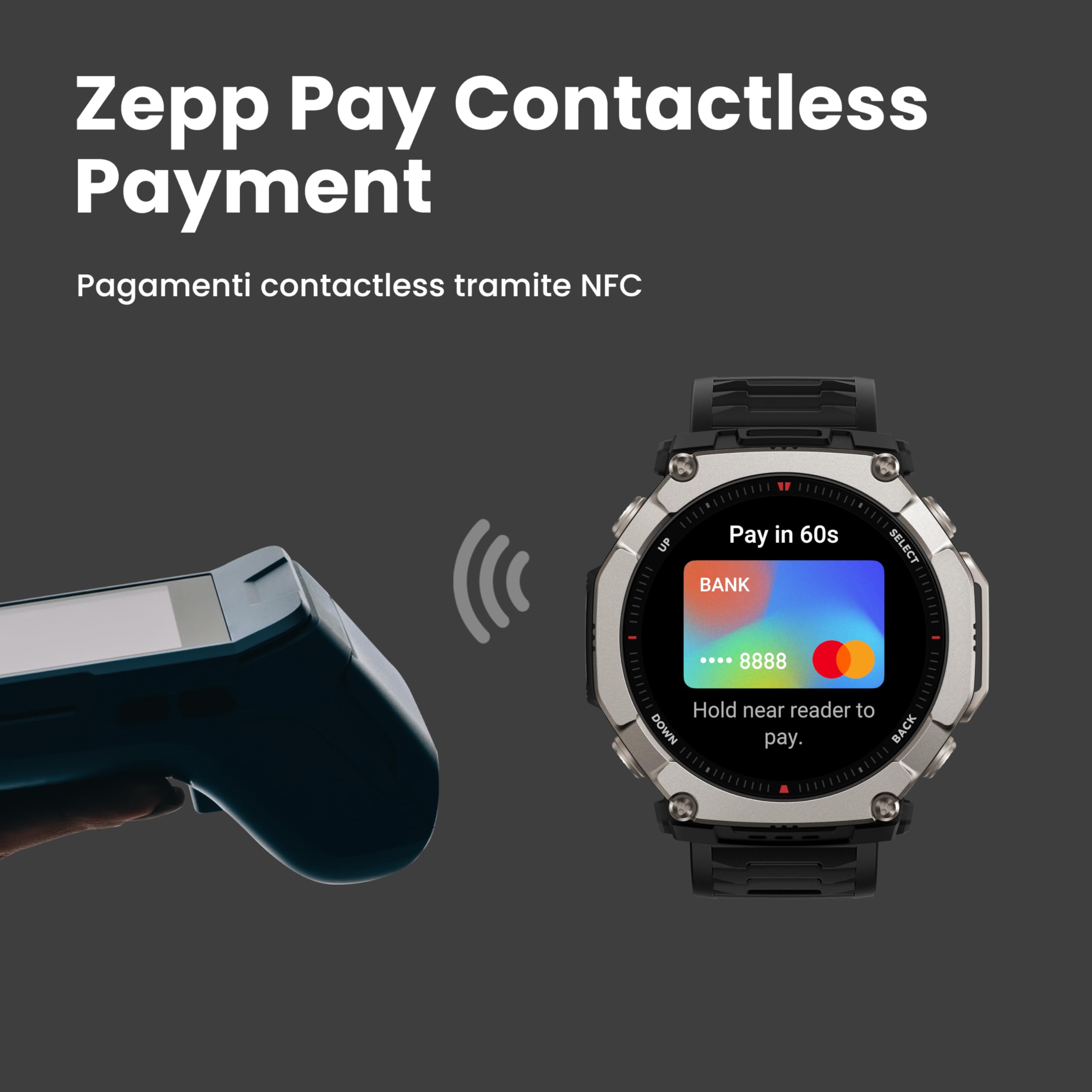Amazfit T-Rex Ultra 2 Smartwatch Outdoor GPS Dual-Band, Cassa in Titanio 51 mm, Display AMOLED in Vetro Zaffiro 1,5", Torcia, 30 Giorni Batteria, Mappe Offline, 10 ATM, 180+ Sport, Android e iPhone