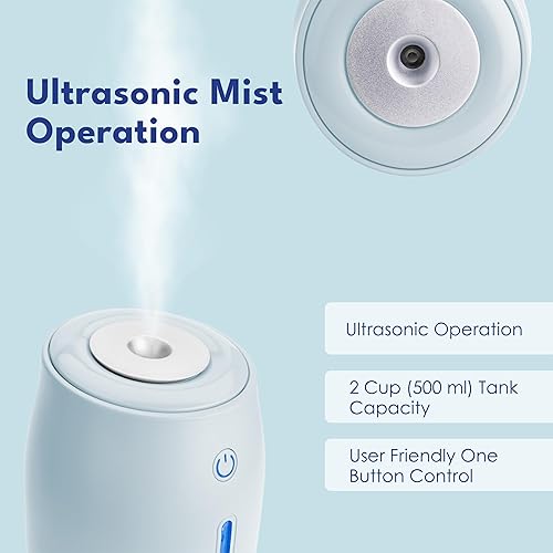 Miniatura 5 de LivePure Aqua Glo Humidificadores de niebla fría para dormitorio. Humidificador pequeño para bebés, guardería, plantas, oficina. Humidificador