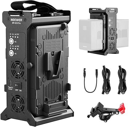 Miniatura 8 de Neewer Cargador de batería de doble canal con bloqueo en V y fuente de alimentación de 16.5 V CC, compatible con todas las placas de montaje en V