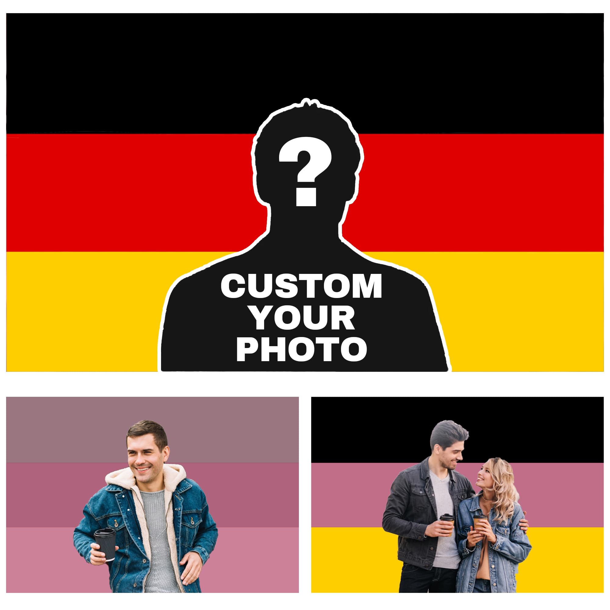 Emoragifou Custom Germany Flag Add Photo Text To The DE Flag, Customizable Flag Banner Tapestry For Indoor Outdoor Room Dormitory Wall Decoration Gift
