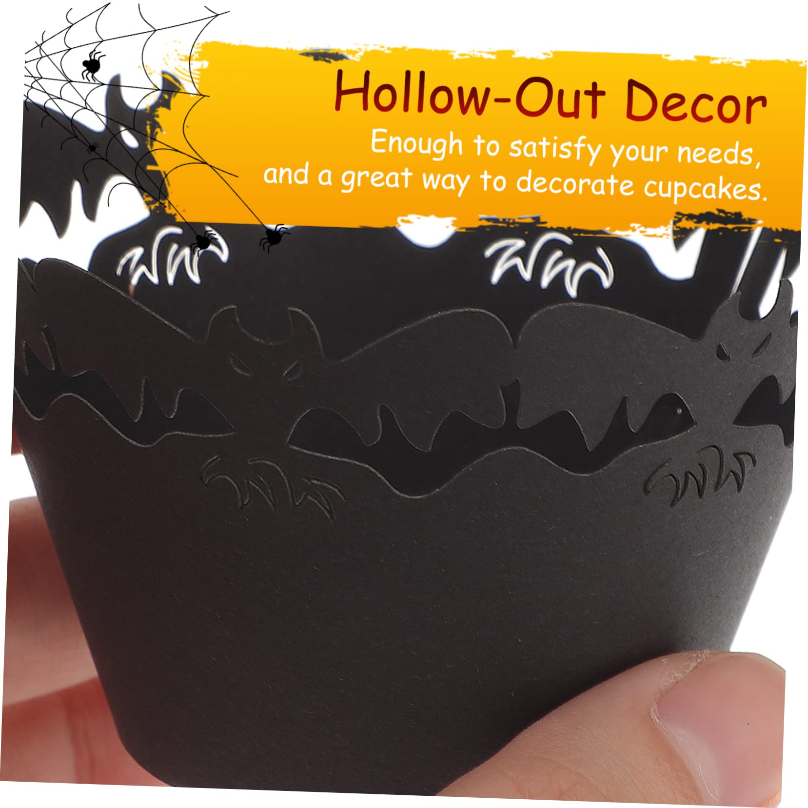 60 Halloween Cupcake Wrapper - Fledermaus & Spinnennetz Deko
