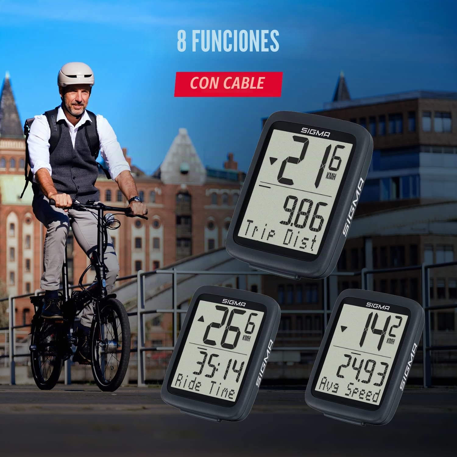 Sigma Sport BC 8.0 Bicycle Computer with Numerous Functions Bike Computer Easy to Use with Large Buttons and Clear Display