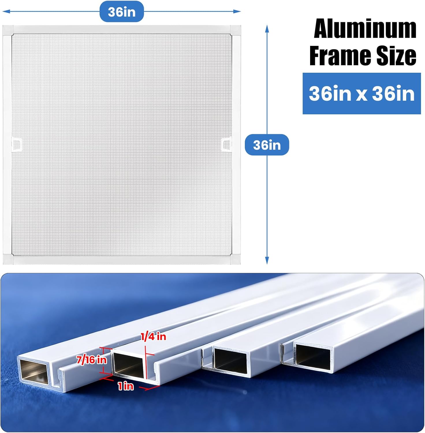 Toocust Window Screen Frame Kit 36" Square, Extra-Fine Mesh Window Screen Replacement Filters Pollen & Dust, Allergy-Friendly Screen Kit for Sensitive Families, Durable Nylon Mesh