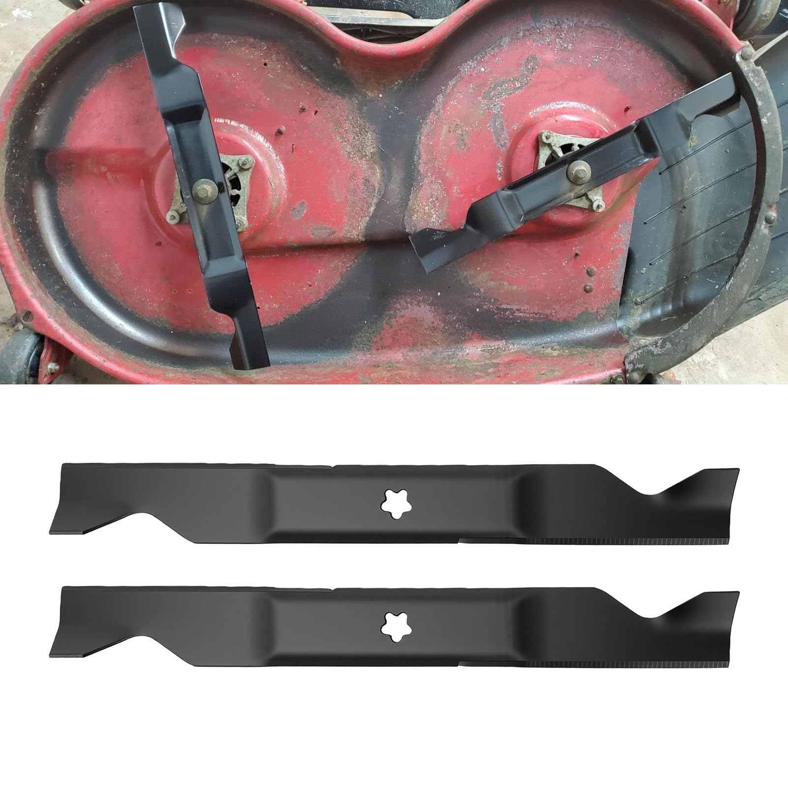Luocute 2 Cuchillas de Repuesto para Cortacésped de Elevación Alta de 46 Pulgadas para YTH22V46 YTH22K46 YTH2146 YTH20K46 YT46LS YTA1946 YTA20V46 YTA22V46, con Acero Al Carbono y