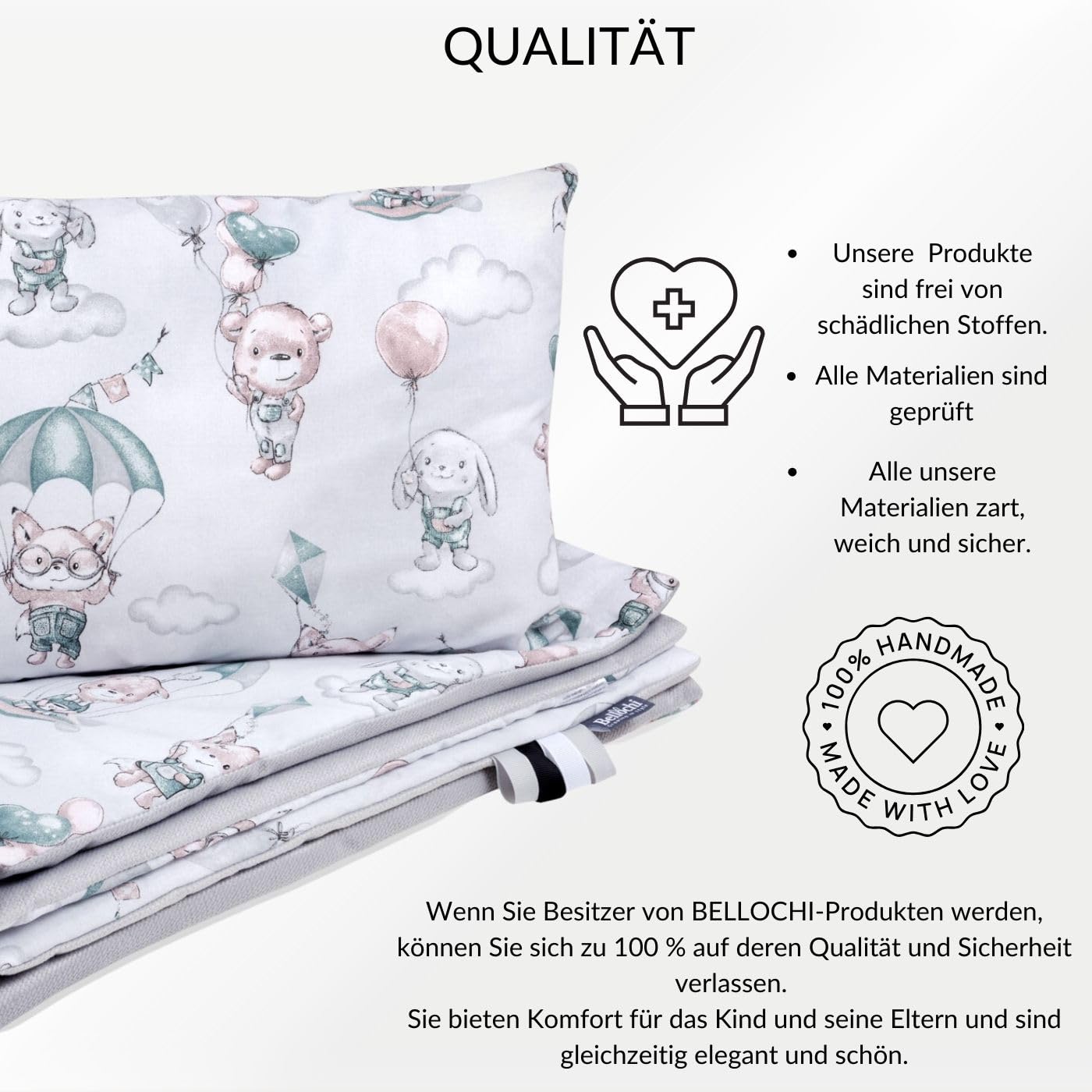Bellochi pościel dziecięca 75 * 100 cm z wypełnieniem, SET - kołdra dziecięca 70x100 cm z poduszką | miękka i oddychająca - wykonana w 100% z bawełny - Loom