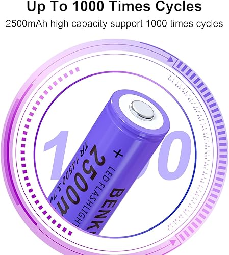 Miniatura 6 de Batería 14500 3.7 V Li-ion Recargable Paquete de 4 Baterías de Botón 14500 Batería Recargable 2500mAh 3.7 Volt Baterías para linterna, juguetes, etc