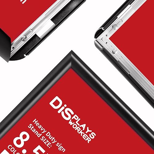 Miniatura 3 de DISPLAYSWORKER Soporte de pedestal ajustable y resistente para el suelo, soporte de póster de aluminio, marco abierto de aluminio, piso de pie para