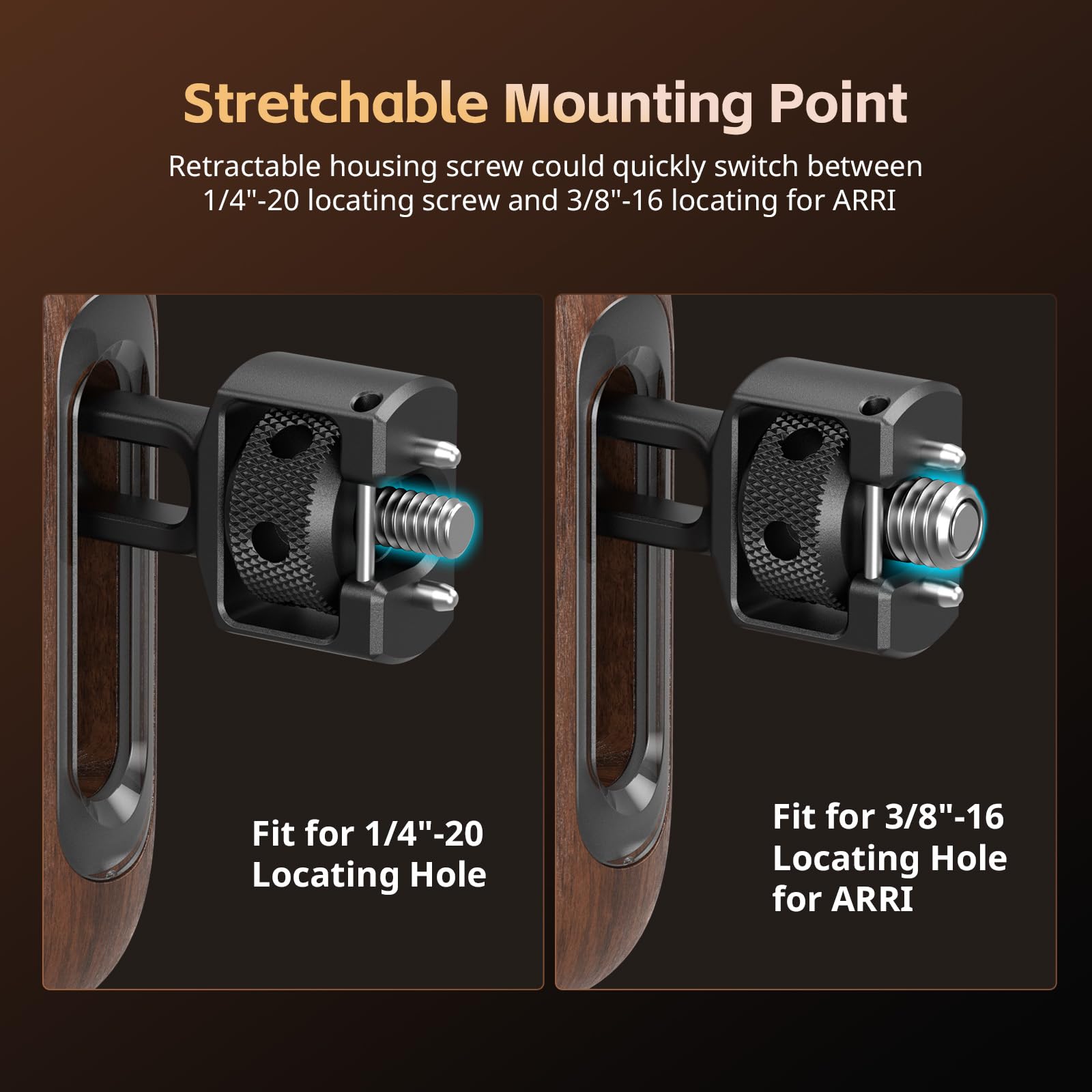 SMALLRIG Poignée Latérale en Bois pour Cages d'Appareil Photo avec Vis de Positionnement 2 en 1, Poignée Ergonomique Côté Gauche ou Droit, Réglage Vertical de 29 mm, Capacité de Charge de 15 kg - 5238
