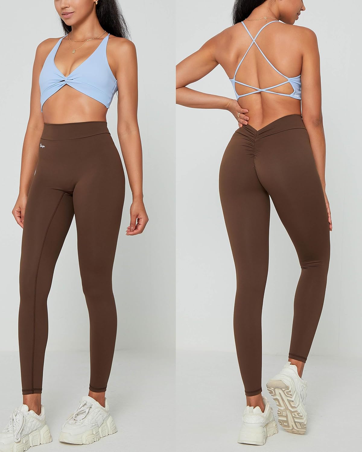 Danysu V Back Scrunch Butt Leggings for Women Soft High Waisted Booty Tights Workout Gym Yoga Pants