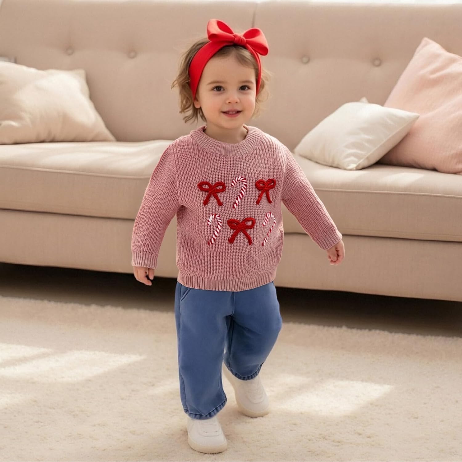 Christmas Baby Girl Boy Sweater Bow Long Sleeve Kids Knit Sweatshirt Toddler Newborn Infant Fall Winter Pullover - Image 2