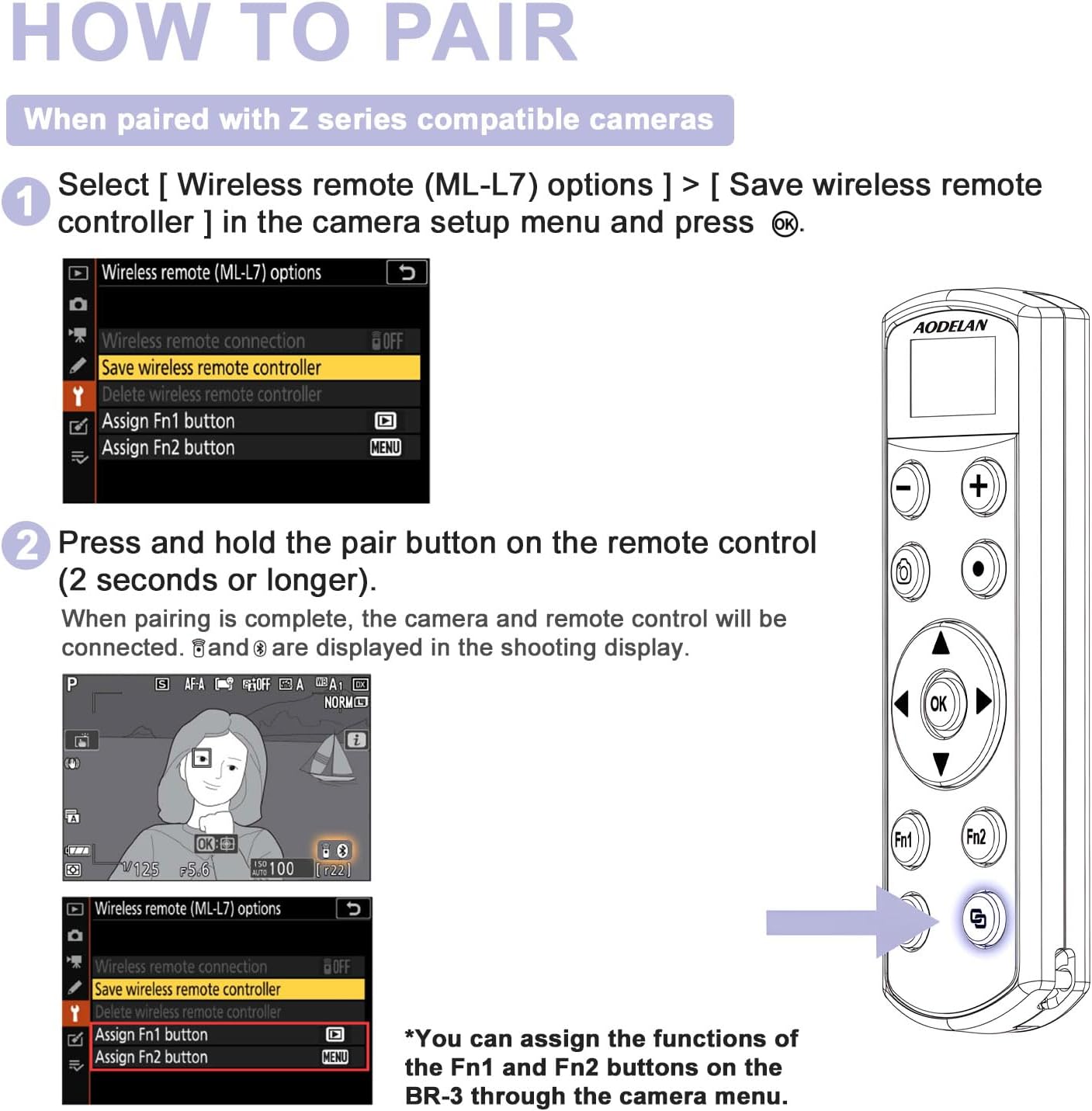 Pairing steps for Nikon Z series cameras