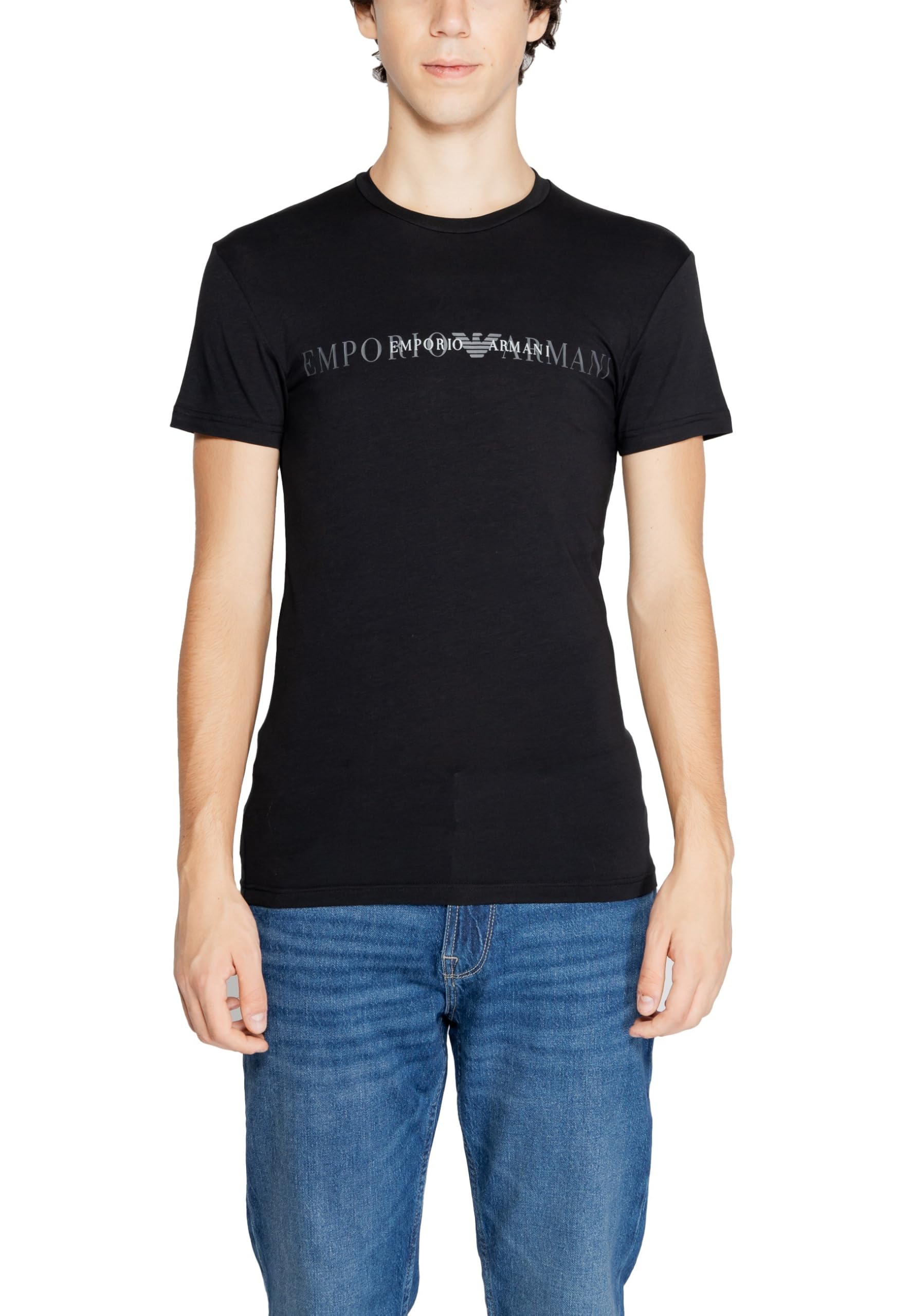 Emporio ArmaniMen's Rubber Pixel Logo Crew Neck T-Shirt