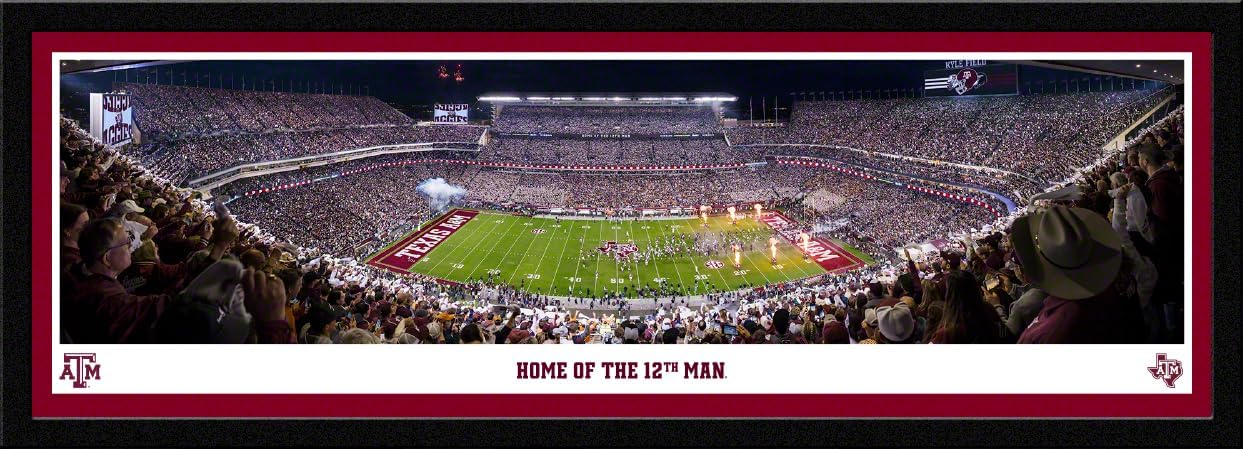 Texas A&M Football, Night Game - Unframed Poster by Blakeway Panoramas (40"W x 13.5"H)