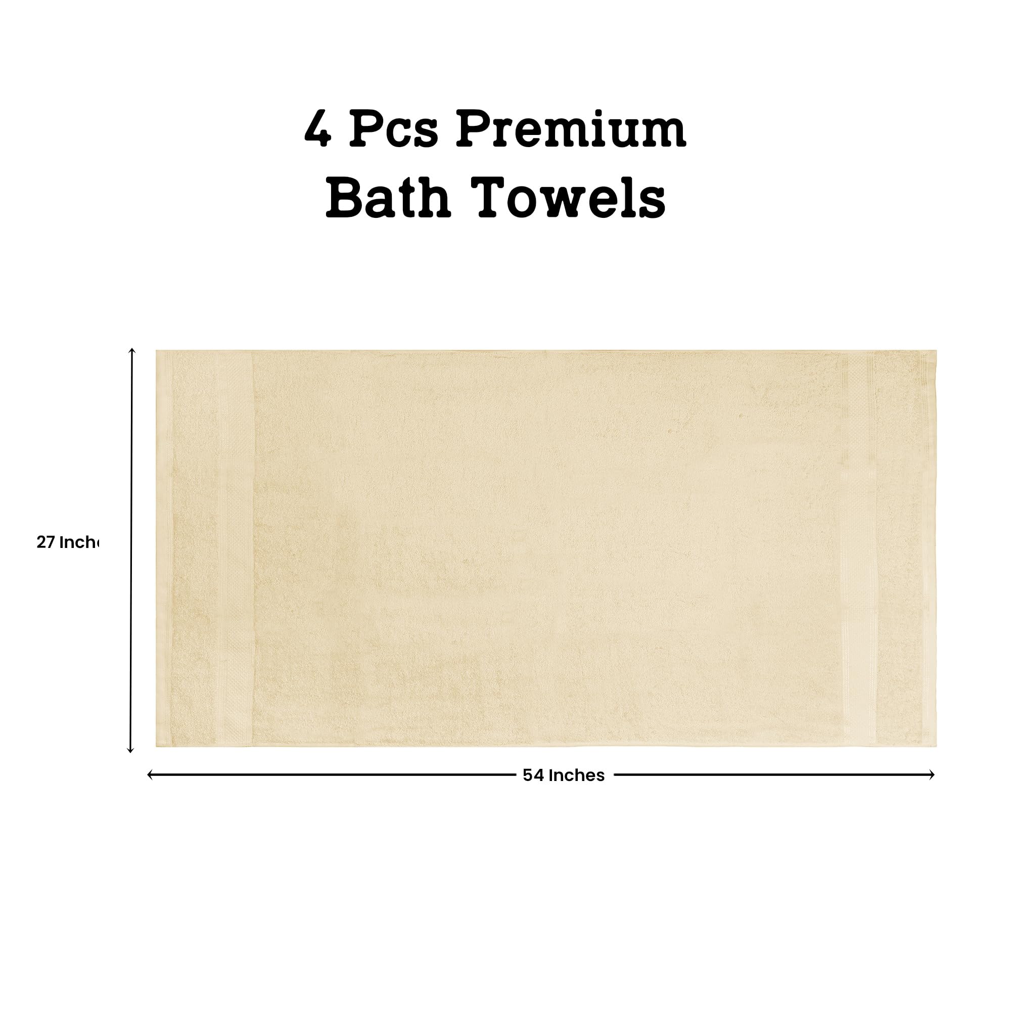 Casa Lino Paquete de 4 toallas de baño de 500 g/m² (27 x 54 pulgadas), 100 % algodón puro, toallas de baño de lujo, ligeras y altamente absorbentes, toallas de secado rápido para baño, para uso diario