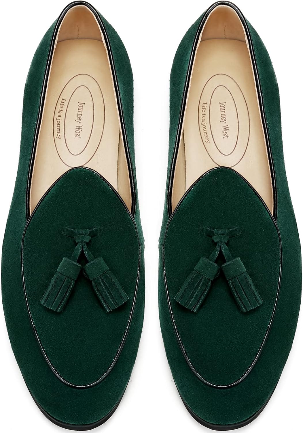 Journey West Men's Suede Leather Belgian Loafers for Men Slip-on Casual Penny Casual Loafers