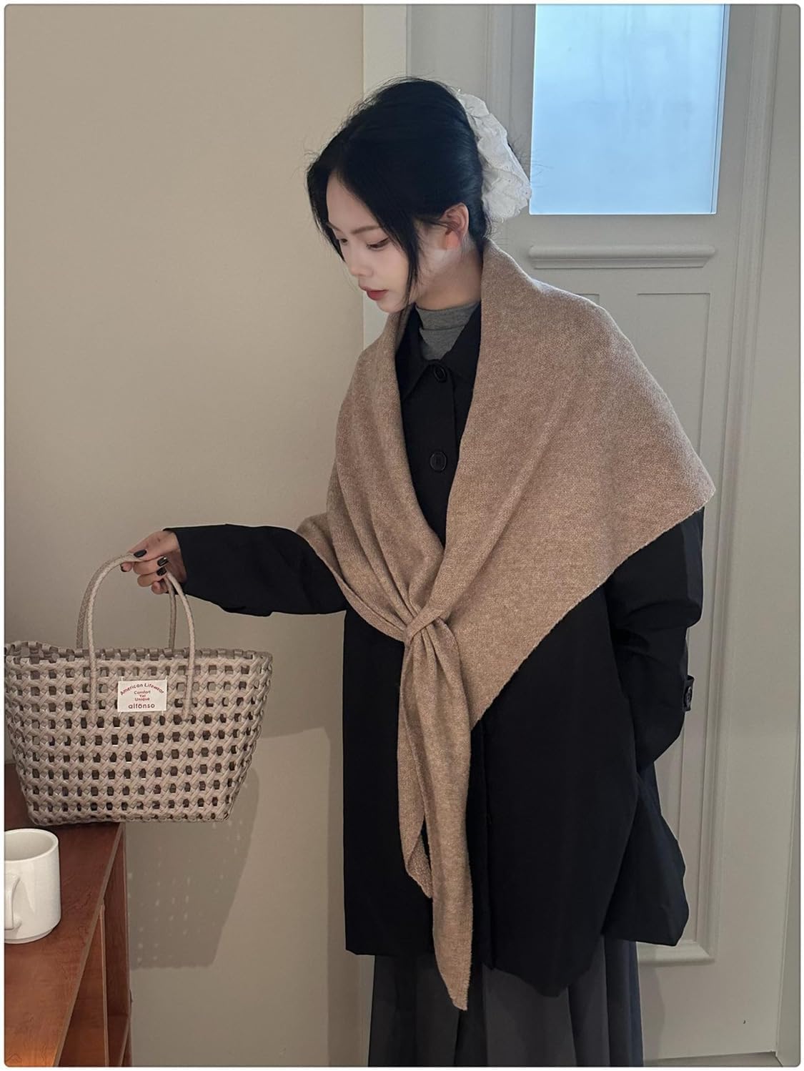 Pashmina Shawl Wraps for Women,Women'S Solid Color Scarf,Knitted Shawls and Cardigan,Cashmere Sweaters for Women - Image 4