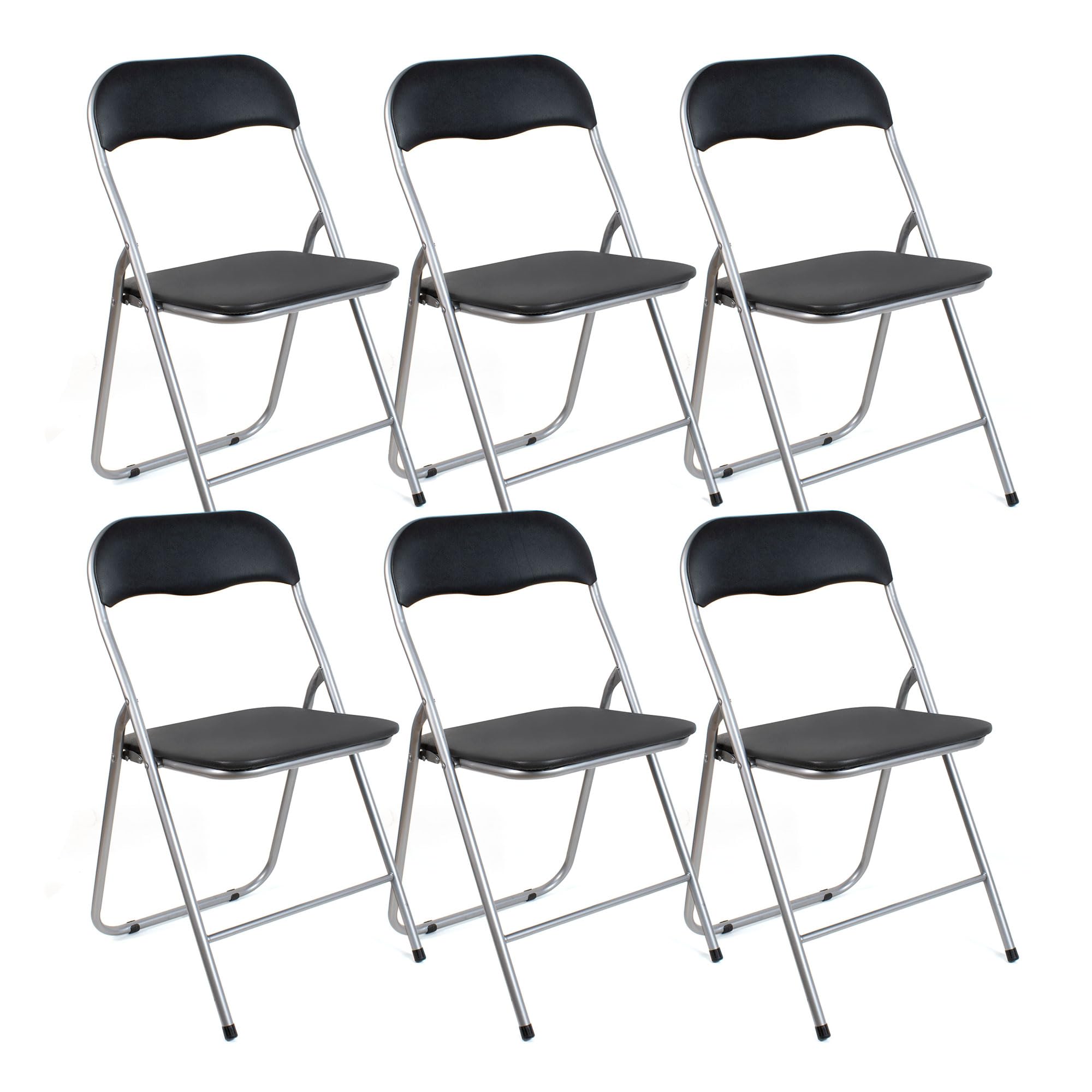 THE SECRET HOME - Pack de 1, 2, 4 y 6 Sillas Plegables Acolchadas - Asiento Auxiliar para el Hogar - Ideal para Cocina, Comedor, Salón, Dormitorio - 44 x 46 x 79 cm (6, Negro)