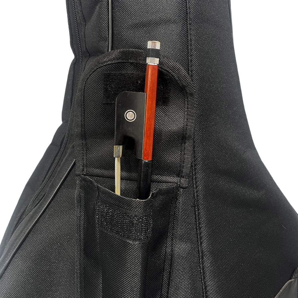 Custodia morbida in violoncello nera, leggera, protezione per viaggi senza preoccupazioni, con tasche multiple e cinghie regolabili per zaino, cinghie posteriori borse con manico (1/4)