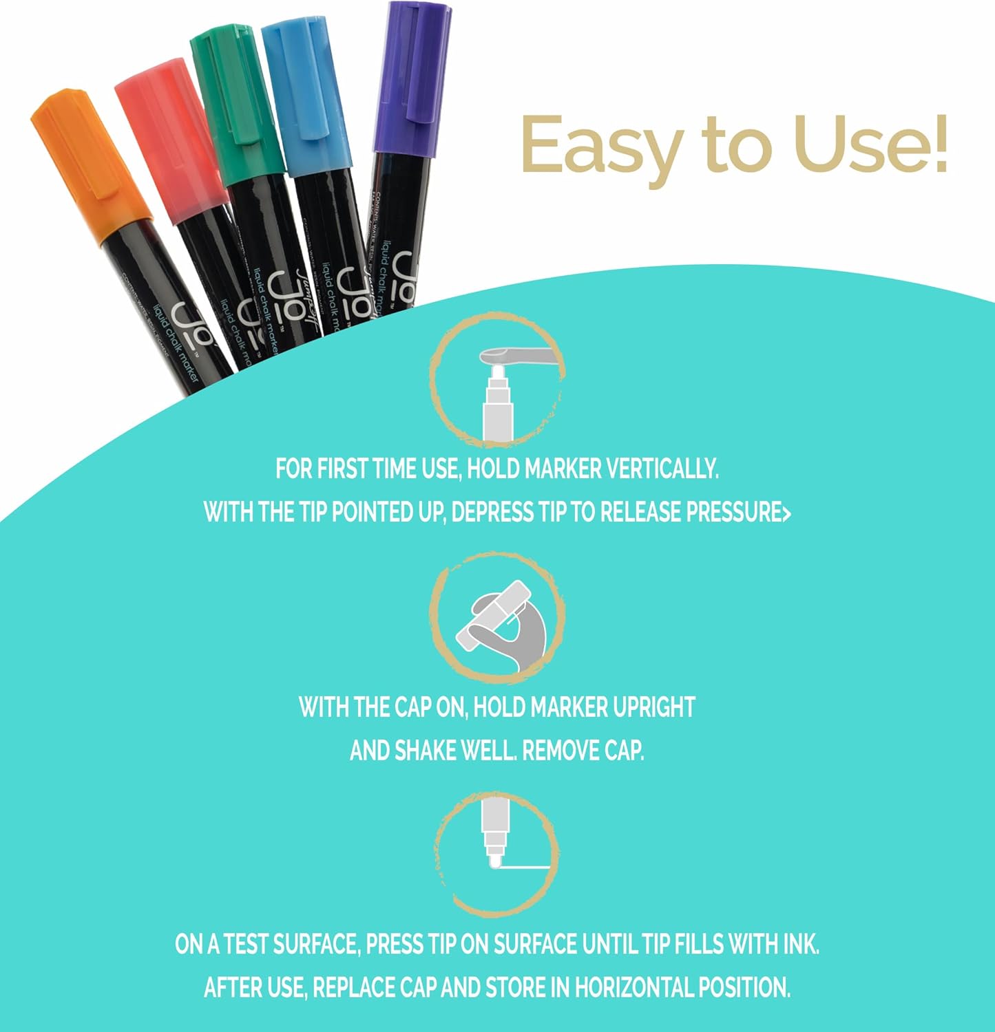 JumpOff Jo – Liquid Chalk Markers – Reversible Chisel and Round Tip – Multi Color (48)