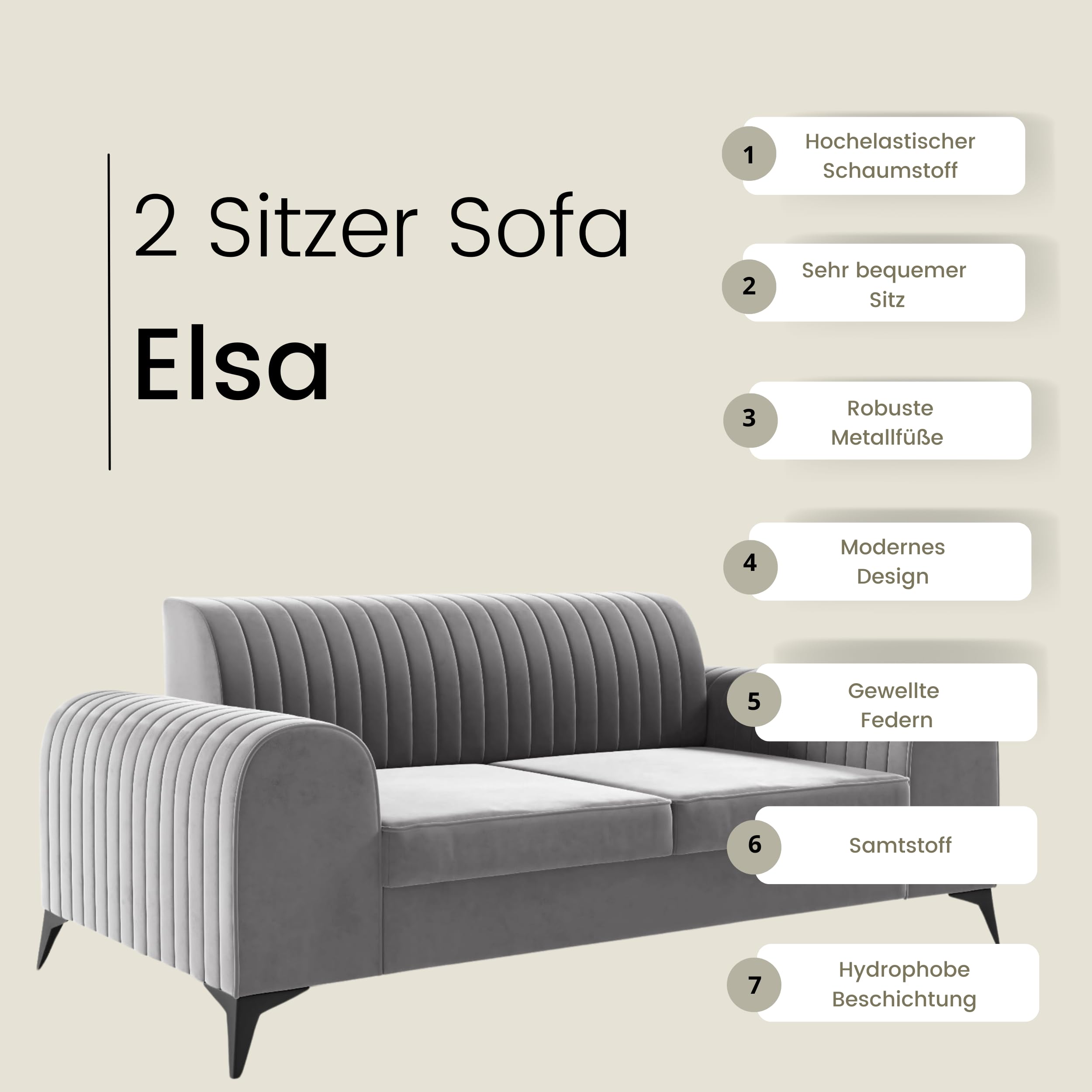 LIKMA Sofa 2-osobowa ELSA 174x77x93 cm Butelkowa Zieleń Tkanina Fresh 13