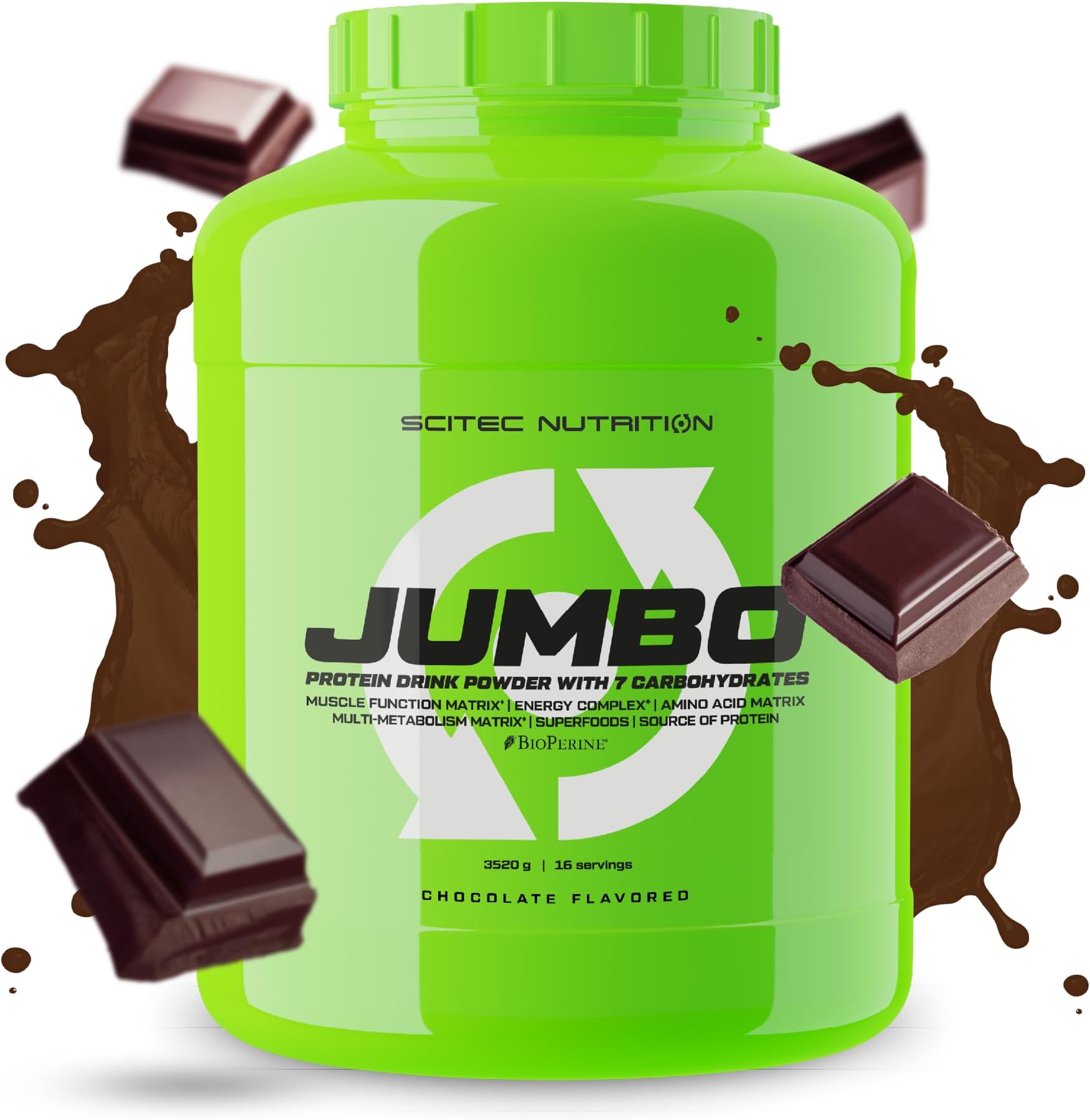 Jumbo – High-Calorie Weight Gainer – with Multi-Component Protein – Amino Acid Matrix – Metabolic Matrix – Superfood Blend, 3,52 kg, Chocolate