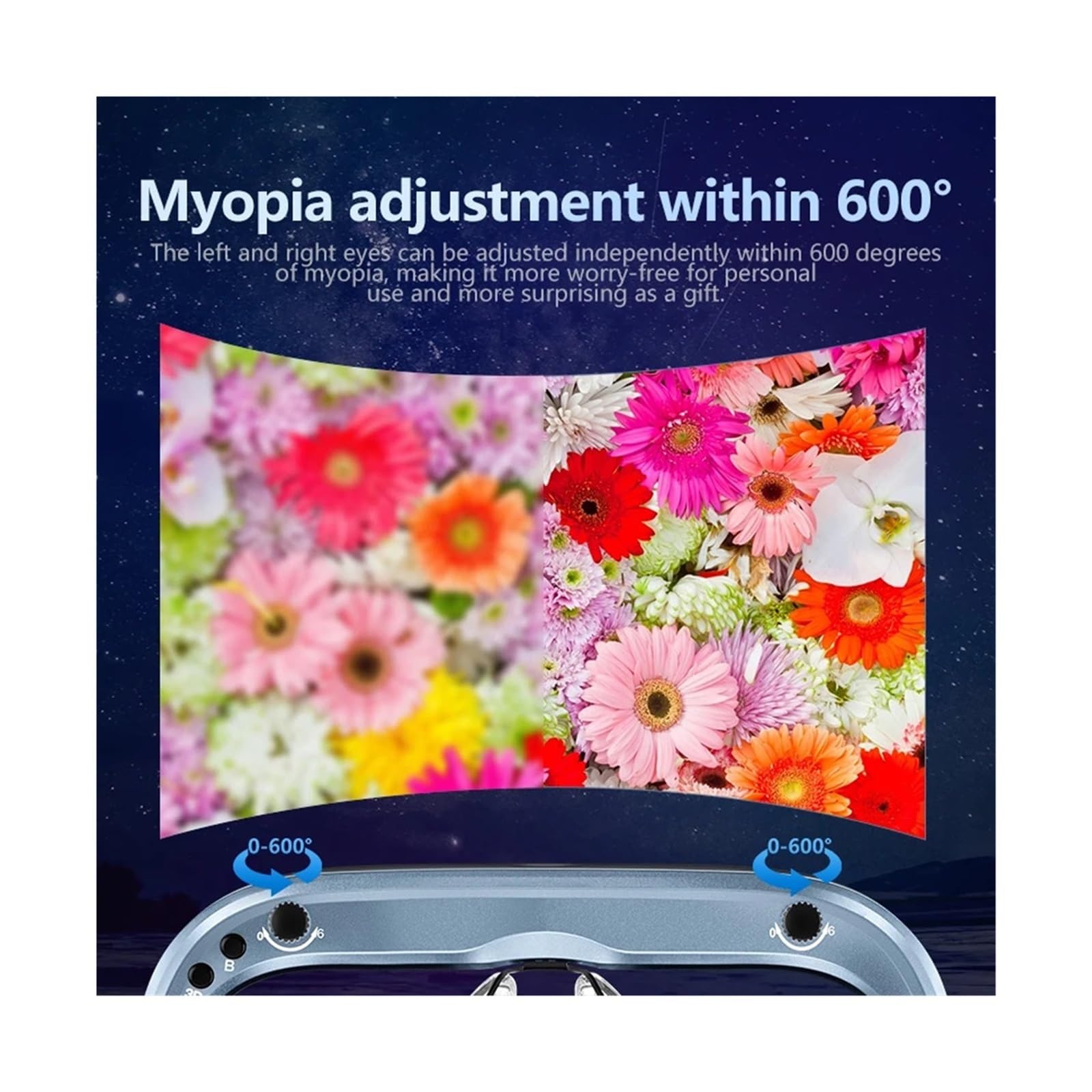 4k 1080p 3D/2D Switching VR Video Glasses Women Man Big Screen Dual Lens Virtual Mobile Theatre Ar Smart Glasses(512GB Version)